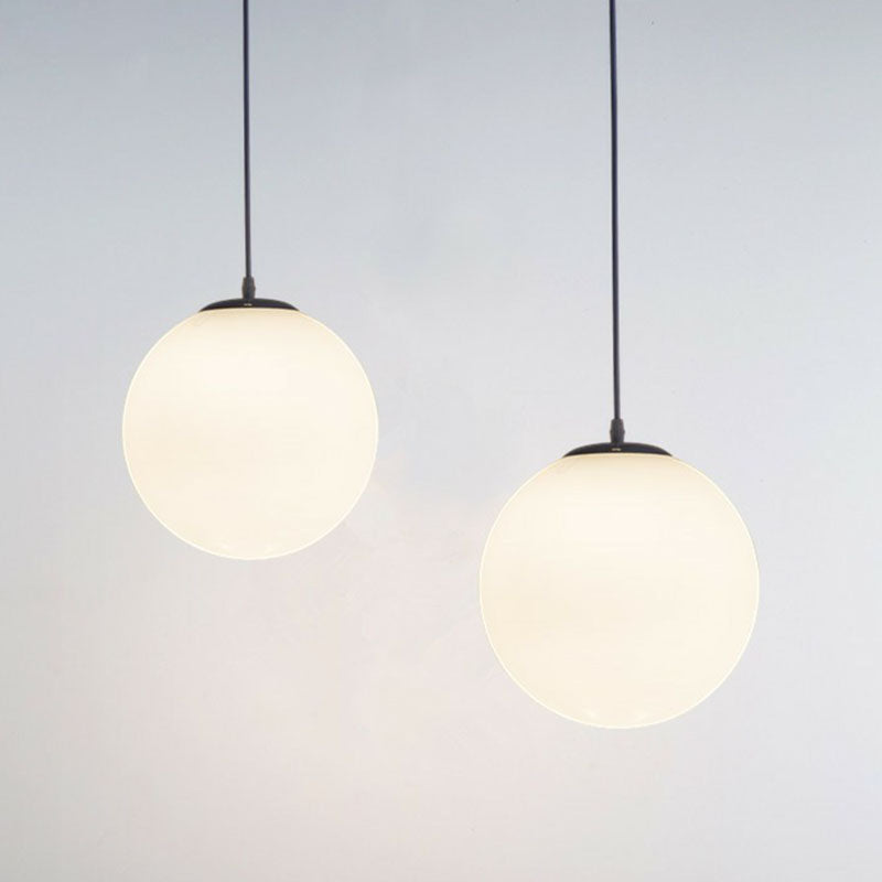 Simple Sphere Down Lighting Pendant White Glass 1-Light Restaurant Suspended Lighting Fixture Clearhalo 'Ceiling Lights' 'Modern Pendants' 'Modern' 'Pendant Lights' 'Pendants' Lighting' 2254693