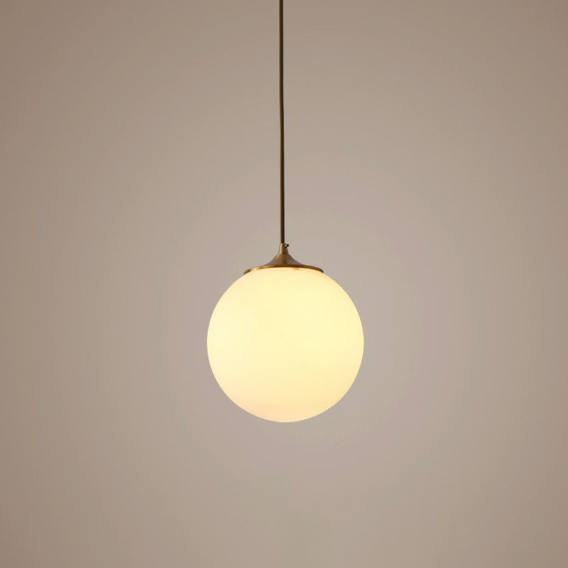 Global Suspension Pendant Light Simple Frosted White Glass 1 Bulb Dining Room Drop Lamp White 6