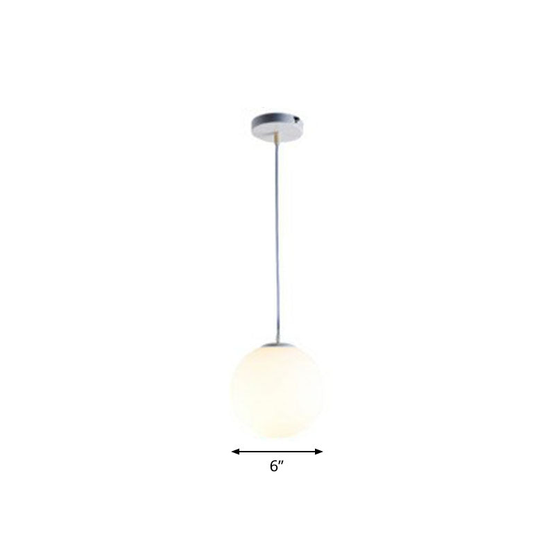 Opaque Glass Spherical Hanging Lamp Modern 1 Head White Pendant Lighting for Dining Room White 6