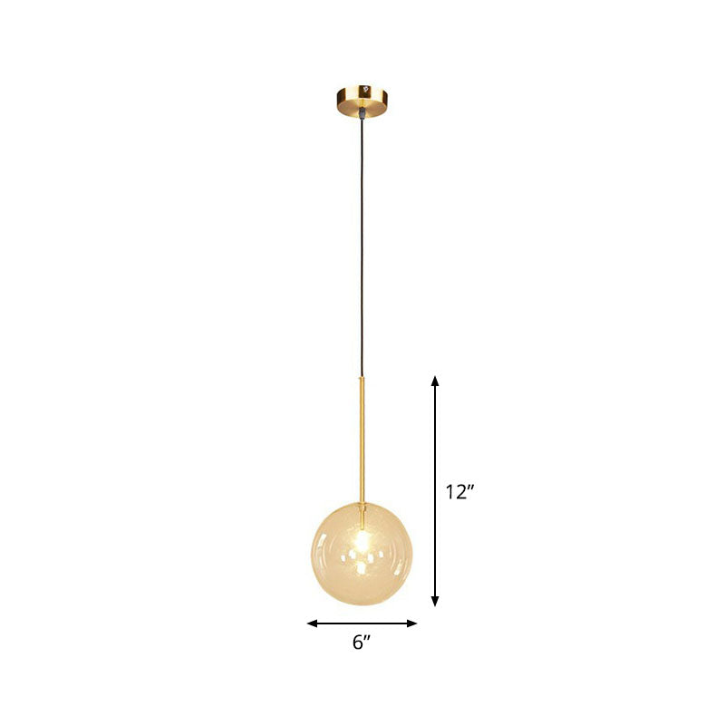 Hand-Blown Glass Globe Hanging Lamp Minimalism 1 Light Gold Finish Ceiling Pendant Gold 6