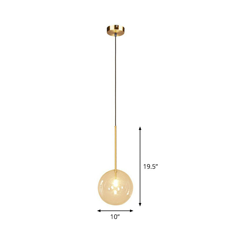 Hand-Blown Glass Globe Hanging Lamp Minimalism 1 Light Gold Finish Ceiling Pendant Gold 10