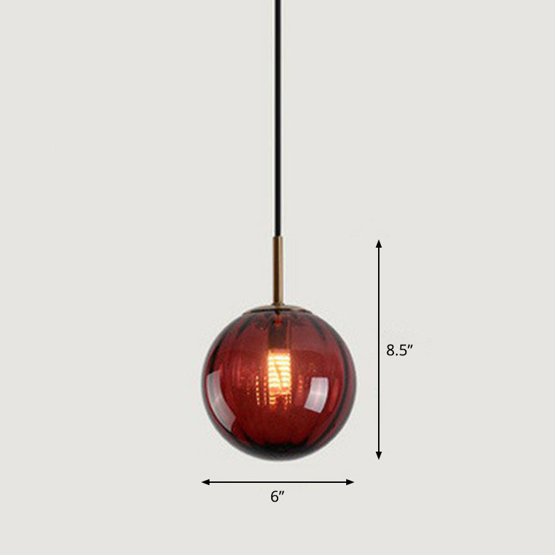 Multi-Color Glass Ball Pendulum Light Contemporary 1 Head Ceiling Pendant over Dining Table Clearhalo 'Ceiling Lights' 'Modern Pendants' 'Modern' 'Pendant Lights' 'Pendants' Lighting' 2254763