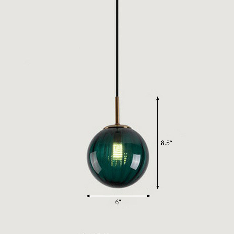 Multi-Color Glass Ball Pendulum Light Contemporary 1 Head Ceiling Pendant over Dining Table Clearhalo 'Ceiling Lights' 'Modern Pendants' 'Modern' 'Pendant Lights' 'Pendants' Lighting' 2254764