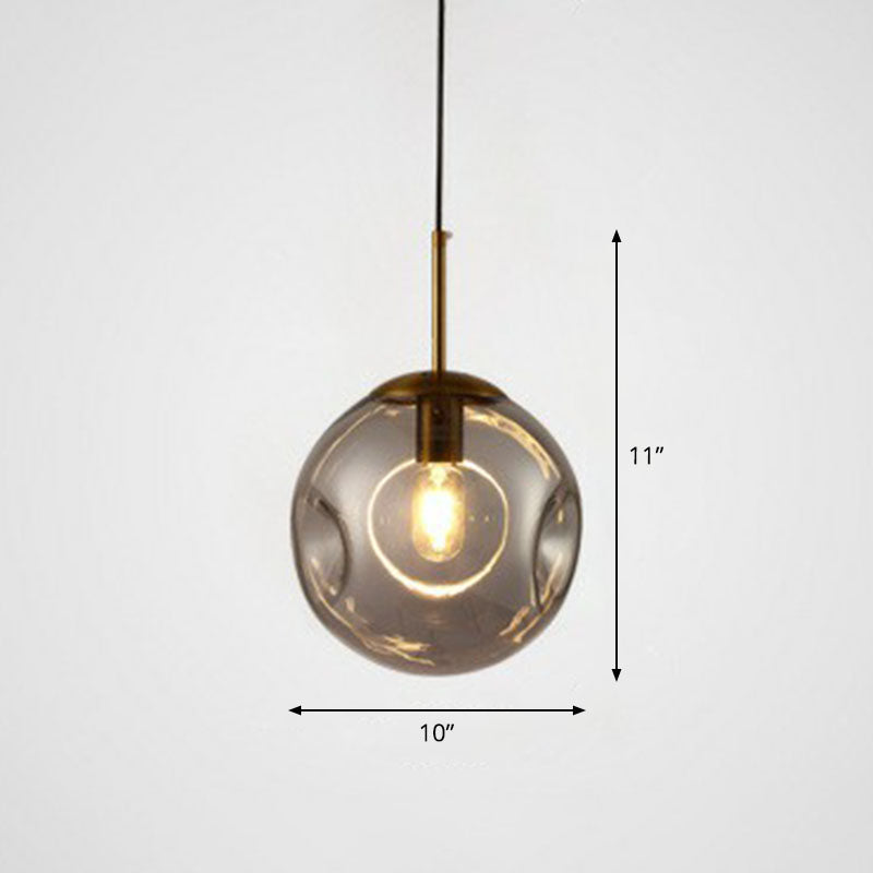 Dimpled Ball Suspension Lighting Modern Glass 1 Bulb Dining Room Ceiling Pendant Lamp Smoke Gray Clearhalo 'Ceiling Lights' 'Modern Pendants' 'Modern' 'Pendant Lights' 'Pendants' Lighting' 2254769