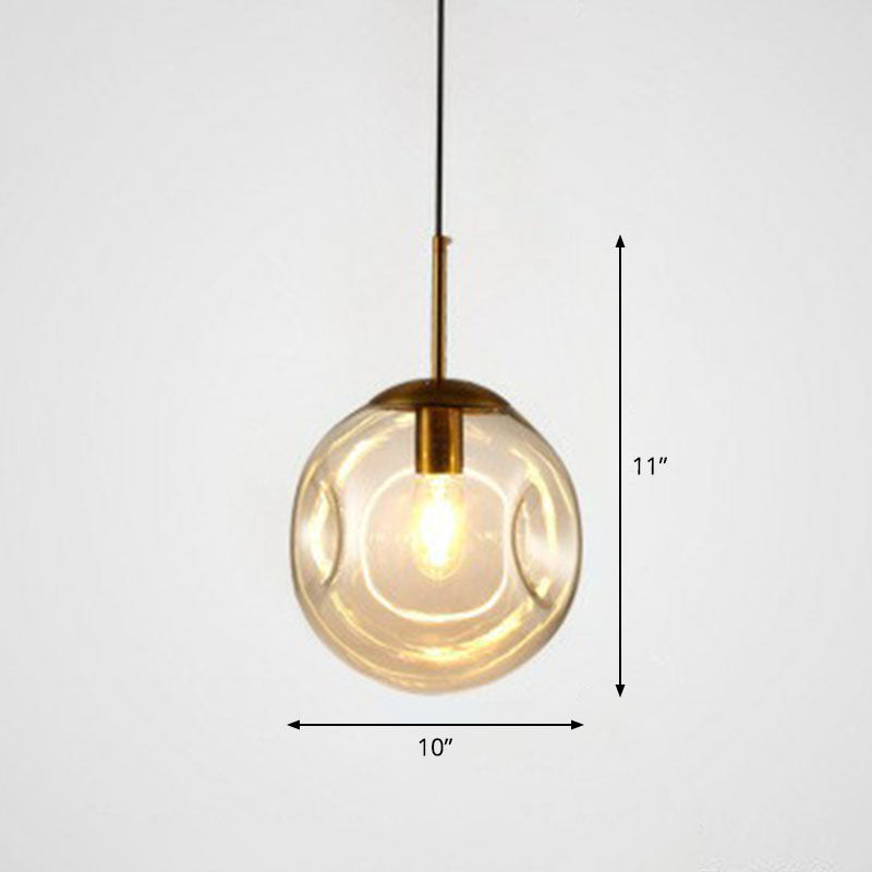 Dimpled Ball Suspension Lighting Modern Glass 1 Bulb Dining Room Ceiling Pendant Lamp Amber Clearhalo 'Ceiling Lights' 'Modern Pendants' 'Modern' 'Pendant Lights' 'Pendants' Lighting' 2254770