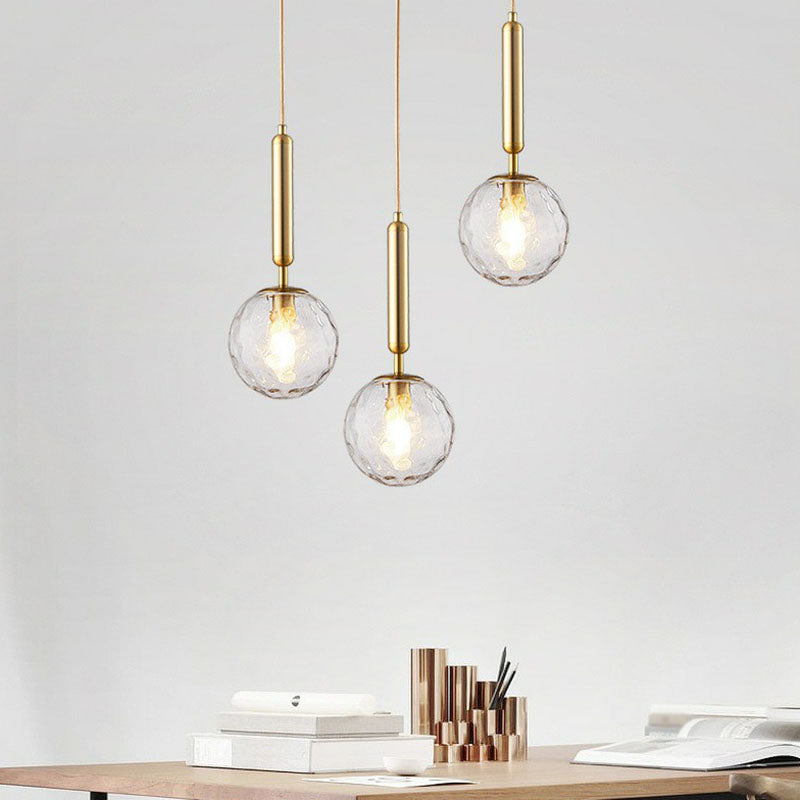 Modernist Ball Shaped Hanging Light Fixture Hammer Glass Single Restaurant Pendant Light Clearhalo 'Ceiling Lights' 'Modern Pendants' 'Modern' 'Pendant Lights' 'Pendants' Lighting' 2254791