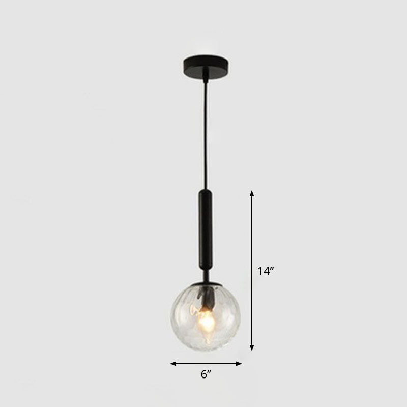 Modernist Ball Shaped Hanging Light Fixture Hammer Glass Single Restaurant Pendant Light Black Clearhalo 'Ceiling Lights' 'Modern Pendants' 'Modern' 'Pendant Lights' 'Pendants' Lighting' 2254793