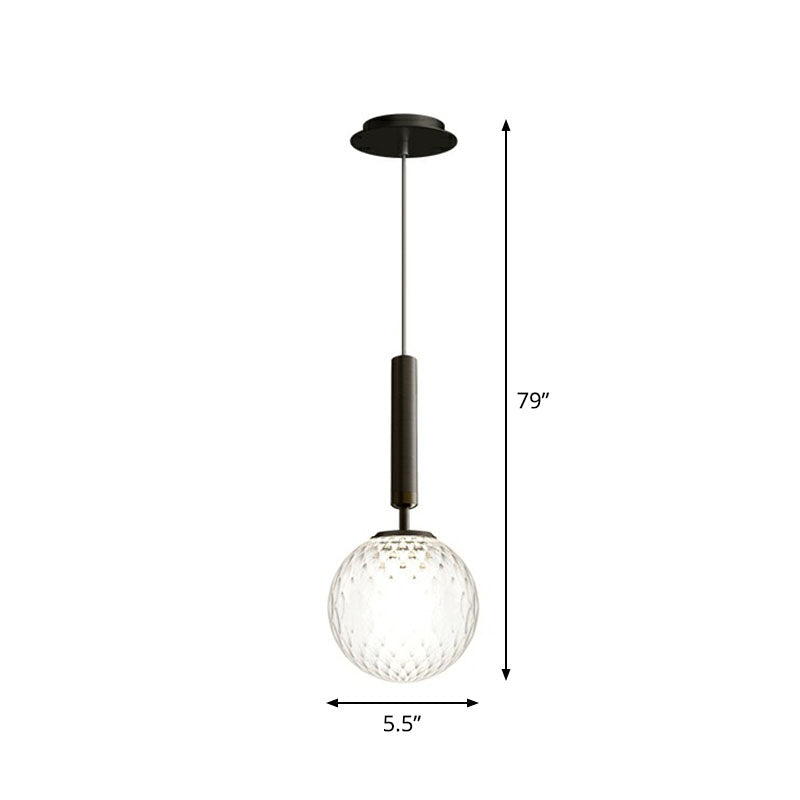 Post-Modern Style Ball Pendant Light Glass 1 Bulb Bedroom Suspended Lighting Fixture Black Clear Clearhalo 'Ceiling Lights' 'Modern Pendants' 'Modern' 'Pendant Lights' 'Pendants' Lighting' 2254801