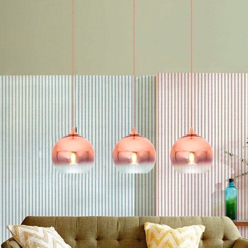 Gradient Glass Globe Hanging Light Post-Modern 1-Light Rose Gold Ceiling Pendant over Table Clearhalo 'Ceiling Lights' 'Modern Pendants' 'Modern' 'Pendant Lights' 'Pendants' Lighting' 2254950