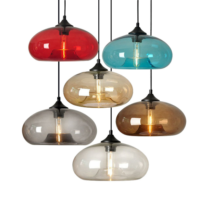 Modern Ellipse Suspension Lamp Glass 1 Head Dining Table Pendant Light Fixture in Black Clearhalo 'Ceiling Lights' 'Modern Pendants' 'Modern' 'Pendant Lights' 'Pendants' Lighting' 2255001