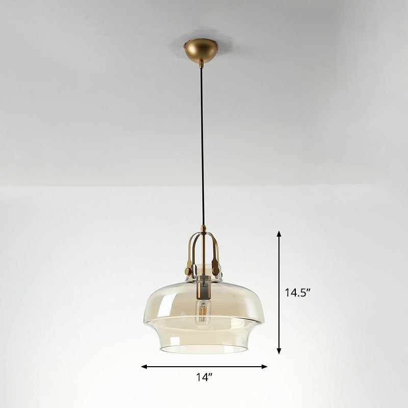 Pot Shaped Dining Room Hanging Lamp Glass Single Postmodern Ceiling Pendant Light Cognac Clearhalo 'Ceiling Lights' 'Modern Pendants' 'Modern' 'Pendant Lights' 'Pendants' Lighting' 2255017