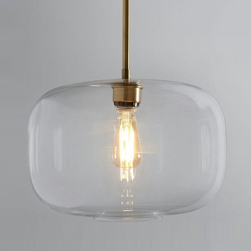 Clear Glass Mug Shaped Hanging Light Simplicity 1 Bulb Gold Finish Suspension Pendant Light Clearhalo 'Ceiling Lights' 'Modern Pendants' 'Modern' 'Pendant Lights' 'Pendants' Lighting' 2255023