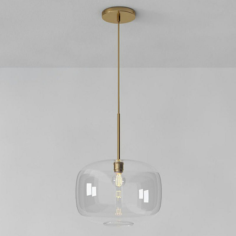 Clear Glass Mug Shaped Hanging Light Simplicity 1 Bulb Gold Finish Suspension Pendant Light Gold A Clearhalo 'Ceiling Lights' 'Modern Pendants' 'Modern' 'Pendant Lights' 'Pendants' Lighting' 2255029