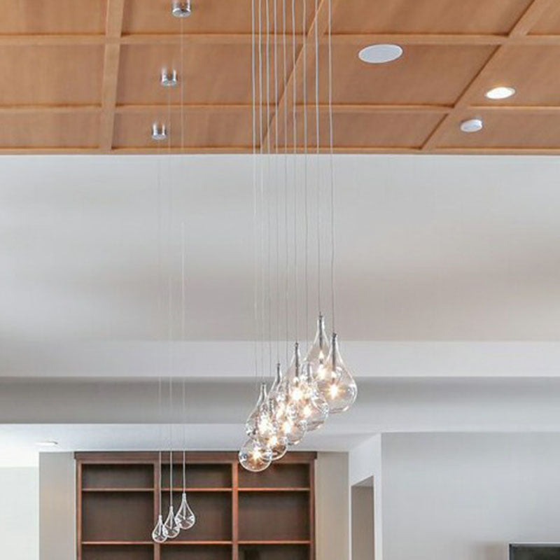 Water-Drop LED Pendant Lamp Minimalism Clear Glass Snack Bar Ceiling Light in Chrome Clearhalo 'Ceiling Lights' 'Modern Pendants' 'Modern' 'Pendant Lights' 'Pendants' Lighting' 2255035