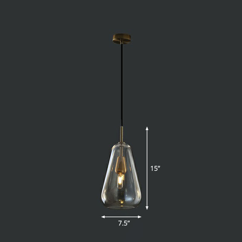 Droplet Open-Kitchen Pendant Light Glass 1 Head Simplicity Pendulum Light in Brass Cognac Clearhalo 'Ceiling Lights' 'Modern Pendants' 'Modern' 'Pendant Lights' 'Pendants' Lighting' 2255047