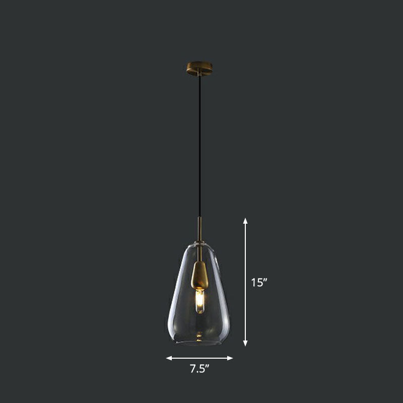 Droplet Open-Kitchen Pendant Light Glass 1 Head Simplicity Pendulum Light in Brass Clear Clearhalo 'Ceiling Lights' 'Modern Pendants' 'Modern' 'Pendant Lights' 'Pendants' Lighting' 2255051