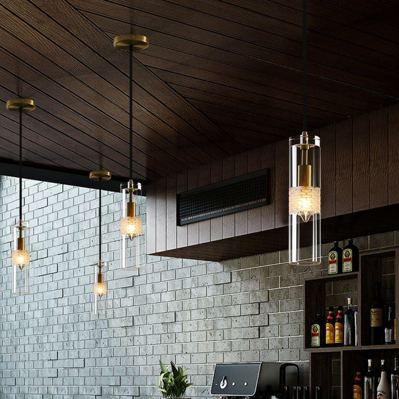 Tubular Dining Room Down Lighting Pendant Crystal 1-Bulb Simple Hanging Lamp in Black Clearhalo 'Ceiling Lights' 'Modern Pendants' 'Modern' 'Pendant Lights' 'Pendants' Lighting' 2255074