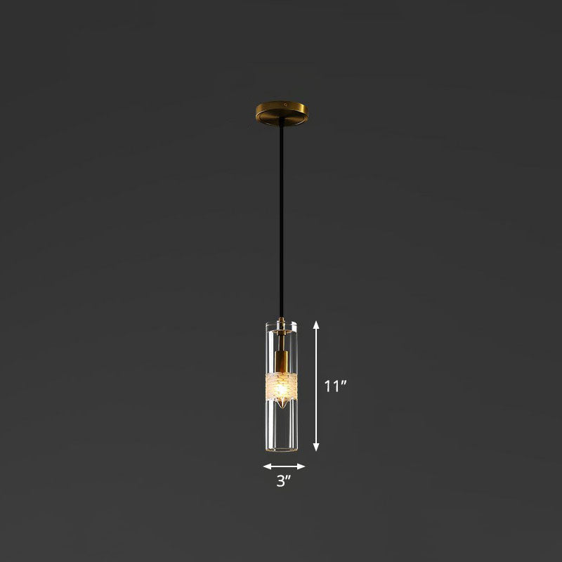 Tubular Dining Room Down Lighting Pendant Crystal 1-Bulb Simple Hanging Lamp in Black Clearhalo 'Ceiling Lights' 'Modern Pendants' 'Modern' 'Pendant Lights' 'Pendants' Lighting' 2255075