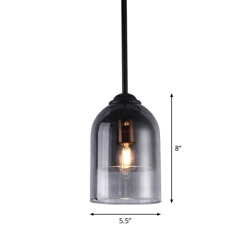 Cloche Smoke Grey Glass Pendant Lighting Modern 1 Head Black Hanging Light Fixture Grey Clearhalo 'Ceiling Lights' 'Modern Pendants' 'Modern' 'Pendant Lights' 'Pendants' Lighting' 2255085