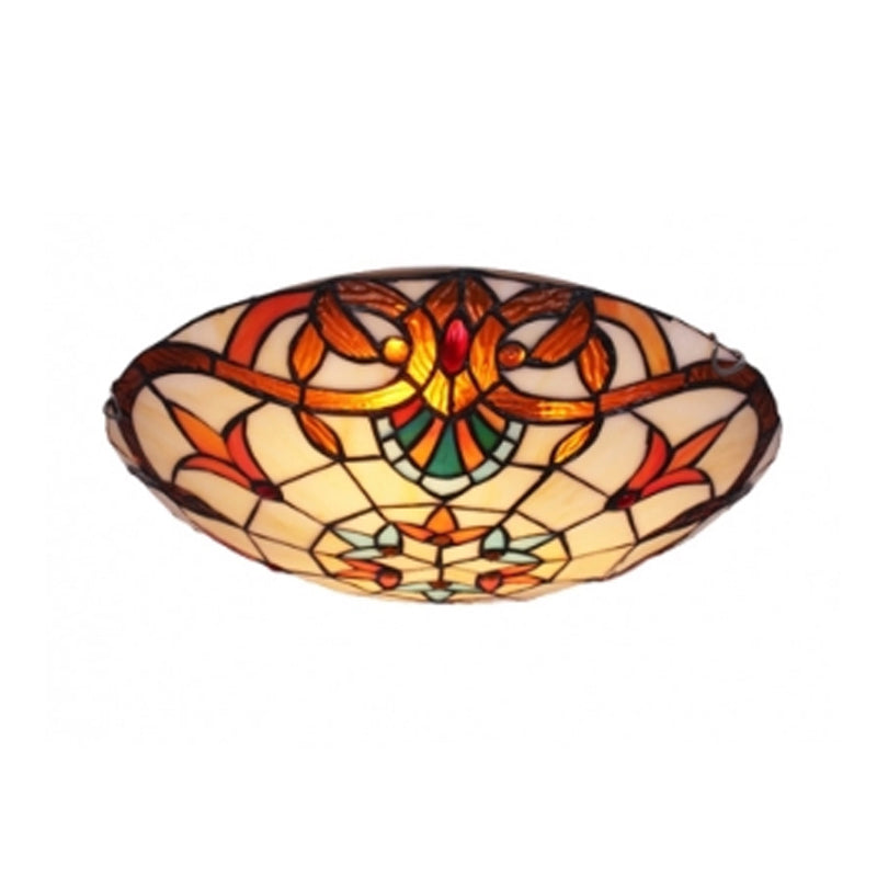 Flower Flush Mount Antique Tiffany Glass Orange LED Flushmount Ceiling Light for Bedroom Clearhalo 'Ceiling Lights' 'Close To Ceiling Lights' 'Close to ceiling' 'Flush mount' Lighting' 2255590