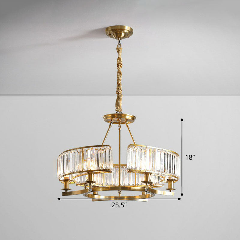 Round Chandelier Pendant Light Contemporary K9 Crystal Living Room Hanging Light in Gold Clearhalo 'Ceiling Lights' 'Chandeliers' 'Modern Chandeliers' 'Modern' Lighting' 2255644