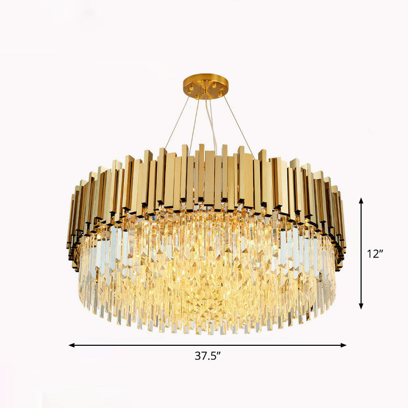 Round Chandelier Lighting Minimalist Prismatic Crystal Gold Pendant Light for Living Room Gold 37.5