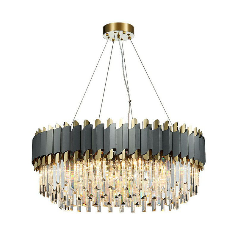 Postmodern Round Ceiling Lighting Crystal Prism Living Room Chandelier Light Fixture in Clear Clearhalo 'Ceiling Lights' 'Chandeliers' 'Clear' 'Industrial' 'Modern Chandeliers' 'Modern' 'Tiffany' 'Traditional Chandeliers' Lighting' 2255671