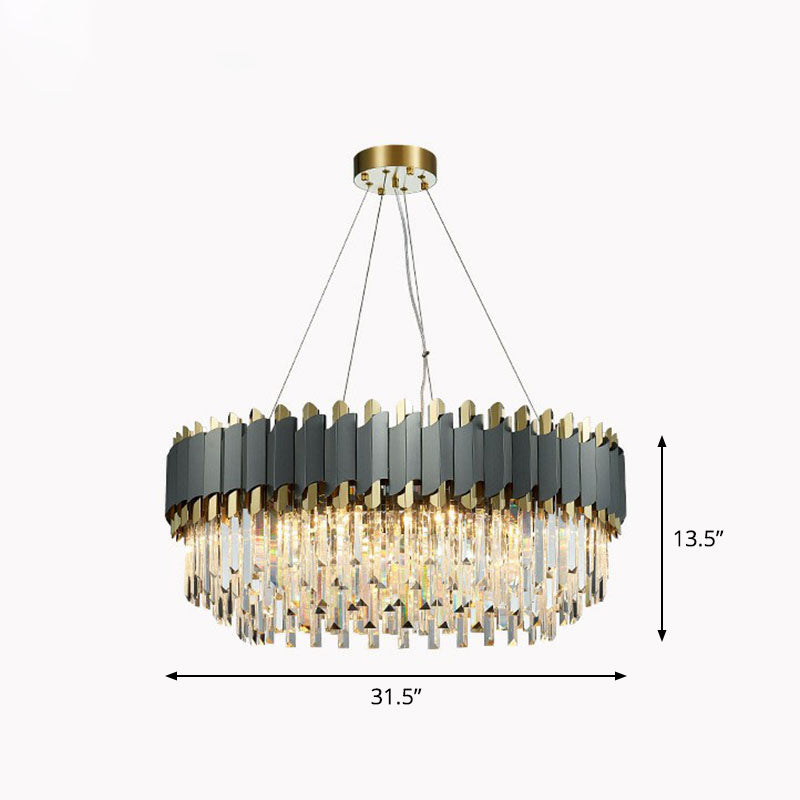 Postmodern Round Ceiling Lighting Crystal Prism Living Room Chandelier Light Fixture in Clear Clear 31.5