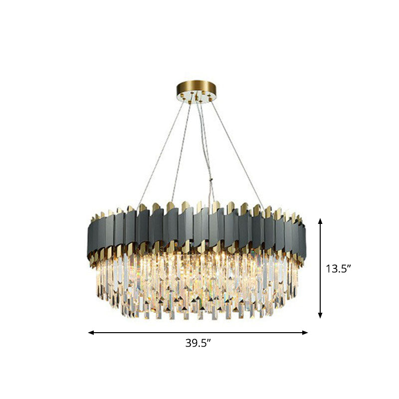 Postmodern Round Ceiling Lighting Crystal Prism Living Room Chandelier Light Fixture in Clear Clearhalo 'Ceiling Lights' 'Chandeliers' 'Clear' 'Industrial' 'Modern Chandeliers' 'Modern' 'Tiffany' 'Traditional Chandeliers' Lighting' 2255675