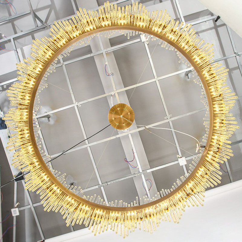 Circle Crystal Rod LED Ceiling Lighting Modern Gold Chandelier Light Fixture for Living Room Clearhalo 'Ceiling Lights' 'Chandeliers' 'Modern Chandeliers' 'Modern' Lighting' 2255702