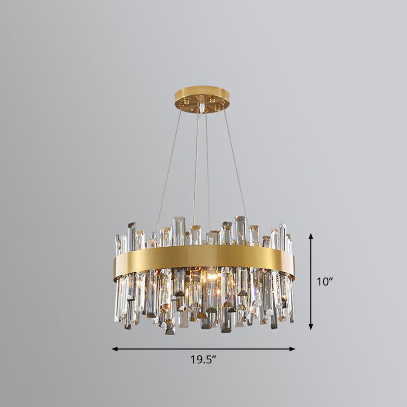 Circular Chandelier Pendant Light Contemporary K9 Crystal Gold Hanging Light for Living Room Gold 19.5