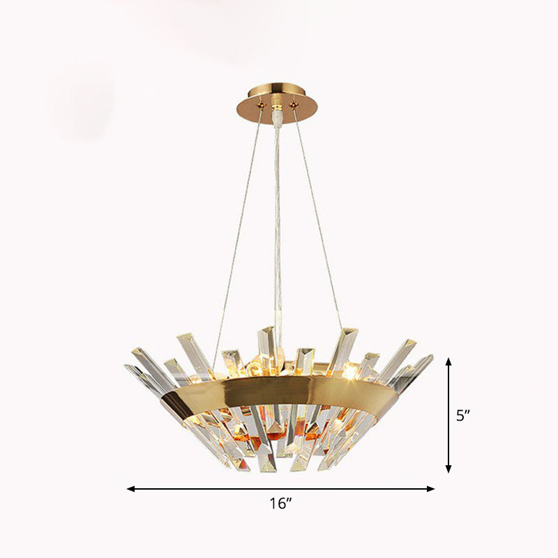 Tapered Chandelier Lighting Minimalist Crystal Prism Living Room Pendant Light in Gold Gold 16