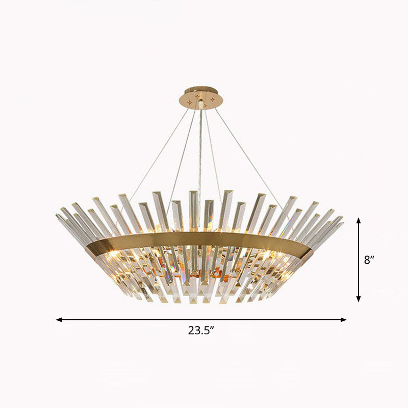 Tapered Chandelier Lighting Minimalist Crystal Prism Living Room Pendant Light in Gold Gold 23.5