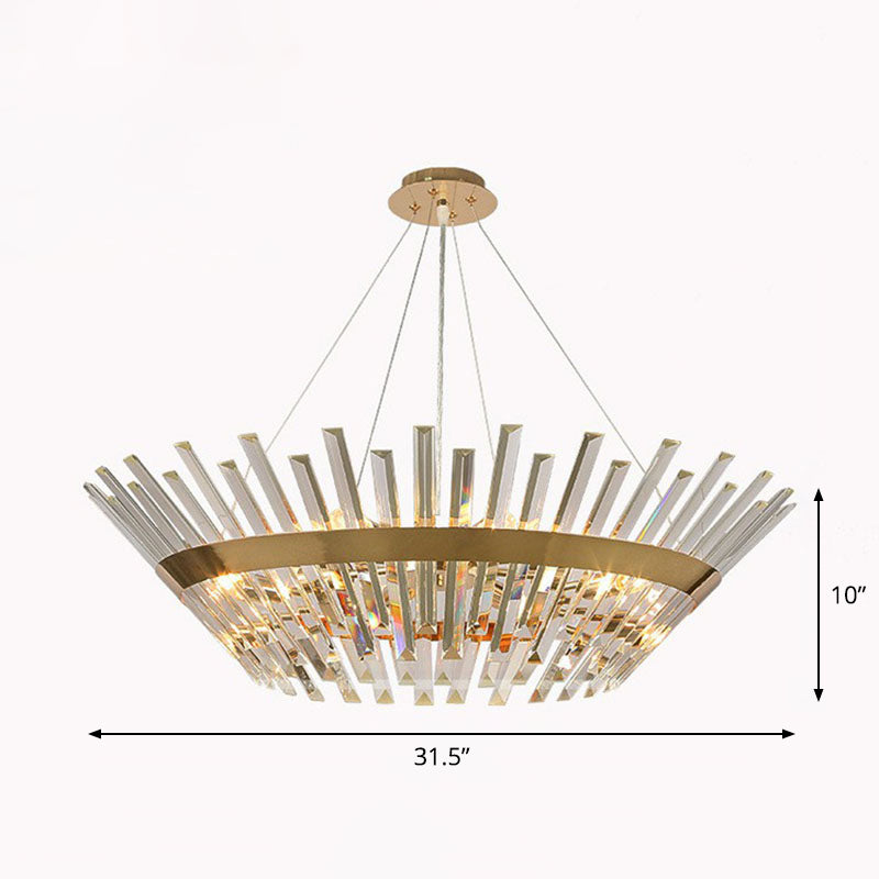 Tapered Chandelier Lighting Minimalist Crystal Prism Living Room Pendant Light in Gold Gold 31.5