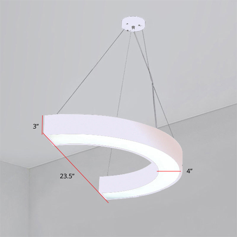 Curve Acrylic LED Hanging Lighting Modern Chandelier Light Fixture for Gymnasium White 23.5