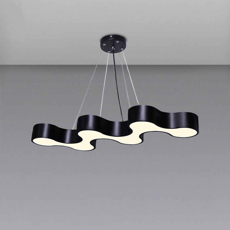 Wave Shaped LED Suspension Light Modern Acrylic Meeting Room Chandelier Lighting Black Warm Clearhalo 'Ceiling Lights' 'Chandeliers' 'Modern Chandeliers' 'Modern' Lighting' 2255773