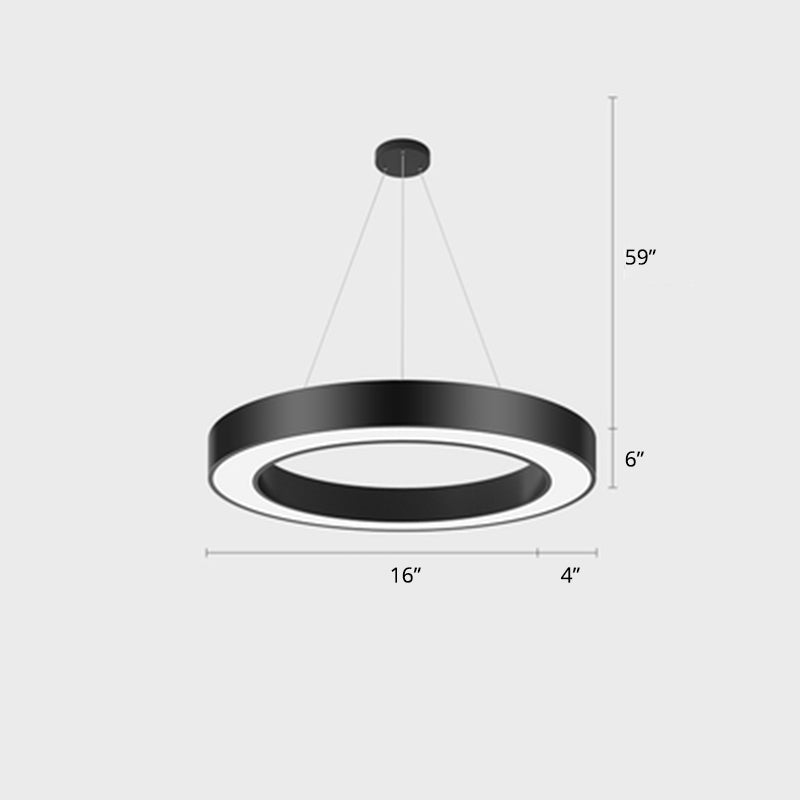 Metal Loop Shaped LED Chandelier Lamp Simplicity Black Finish Pendant Light for Gym Black 16