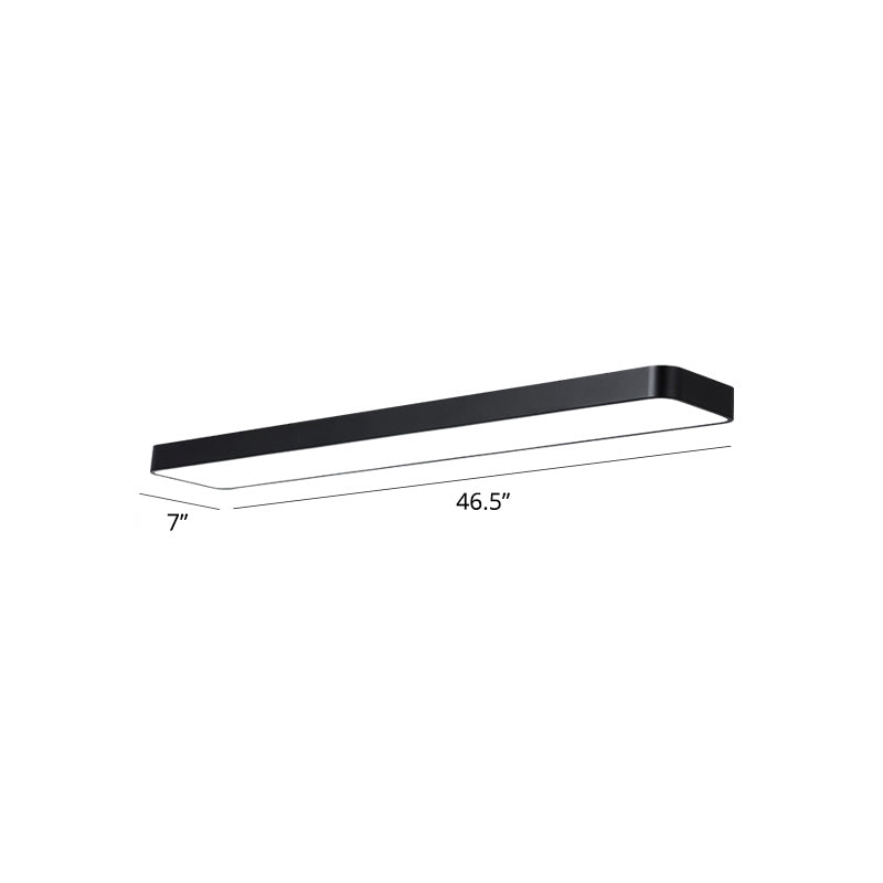 Rectangular LED Ceiling Mounted Fixture Nordic Acrylic Office Flush-Mount Lighting Black 46.5