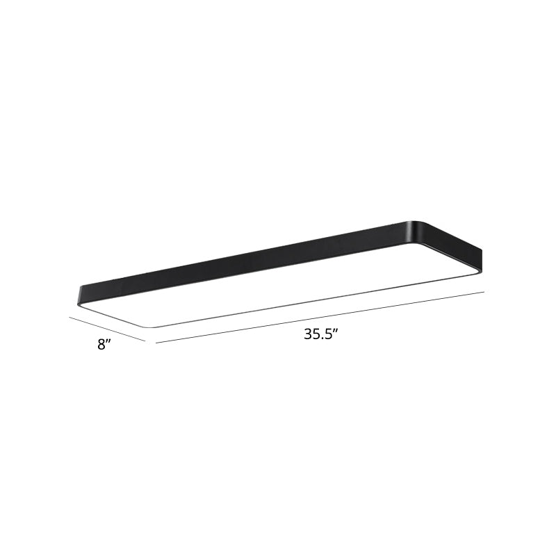 Rectangular LED Ceiling Mounted Fixture Nordic Acrylic Office Flush-Mount Lighting Black 35.5