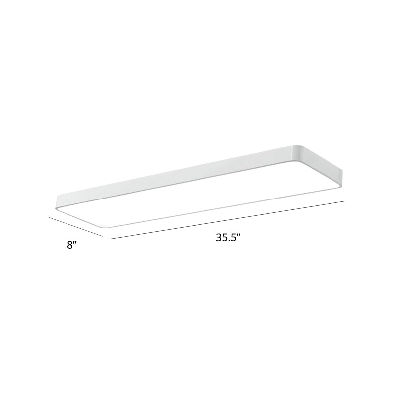 Rectangular LED Ceiling Mounted Fixture Nordic Acrylic Office Flush-Mount Lighting White 35.5