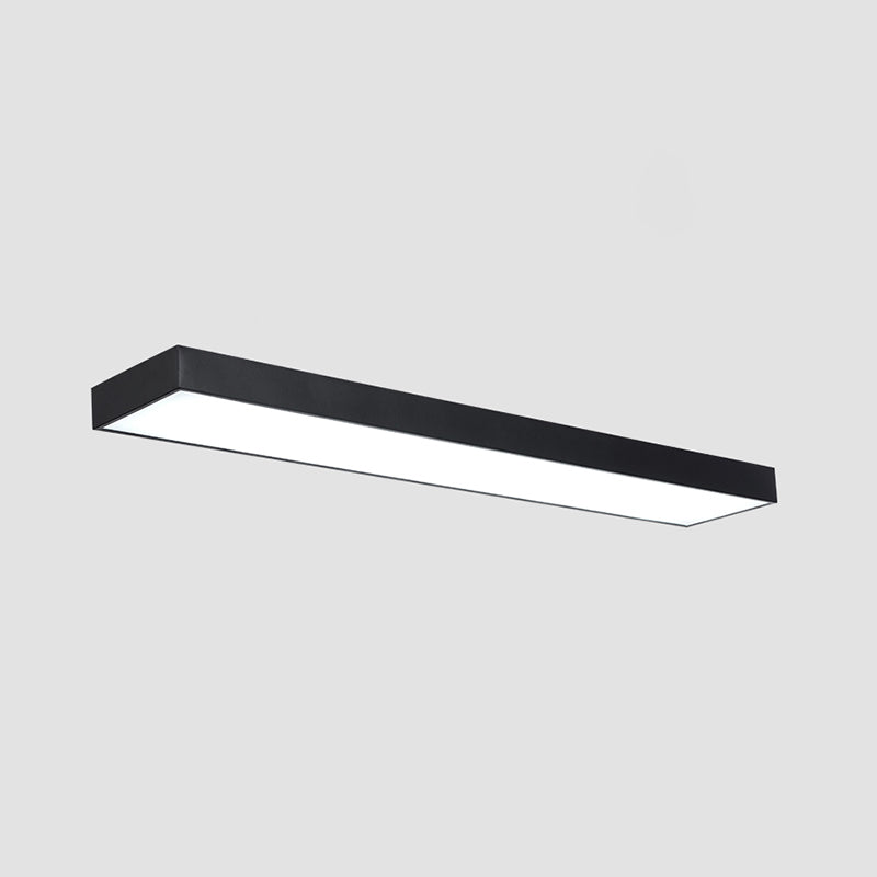 Simplicity Rectangle Flush Ceiling Light Metal Office LED Flush Mount Fixture in Black Black 47.5