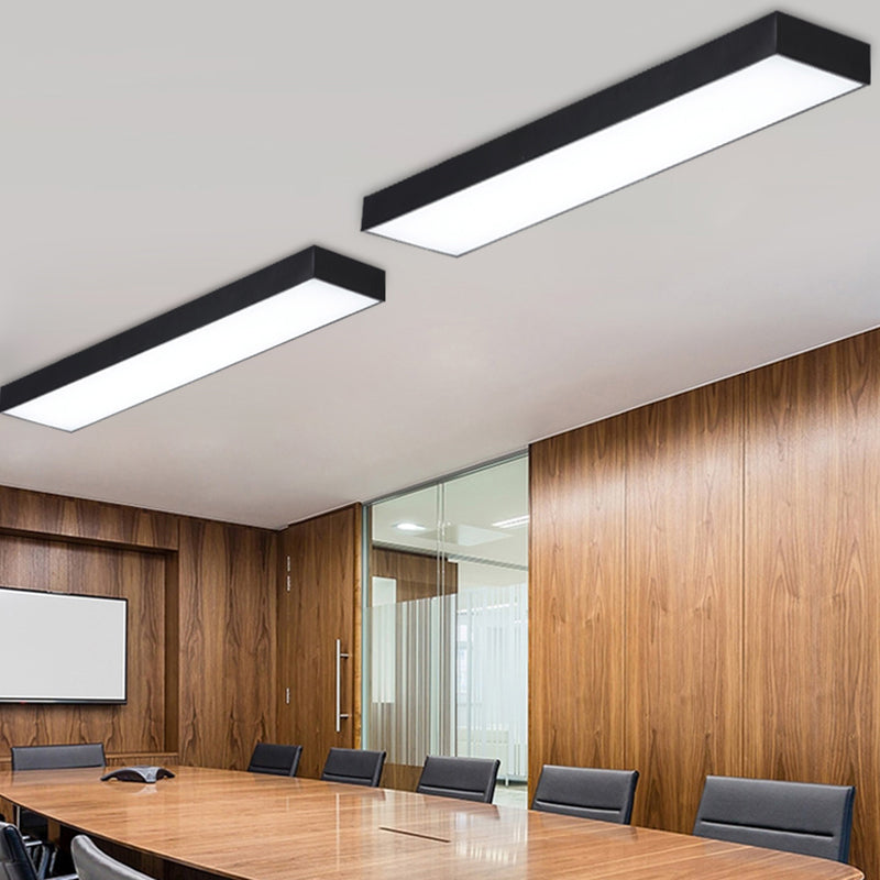 Simplicity Rectangle Flush Ceiling Light Metal Office LED Flush Mount Fixture in Black Clearhalo 'Ceiling Lights' 'Close To Ceiling Lights' 'Close to ceiling' 'Flush mount' Lighting' 2255837