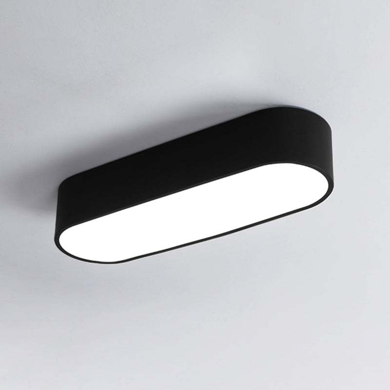 Metallic Oval LED Ceiling Lamp Simple Black Finish Flush Mount Light Fixture for Aisle Clearhalo 'Ceiling Lights' 'Close To Ceiling Lights' 'Close to ceiling' 'Flush mount' Lighting' 2255841