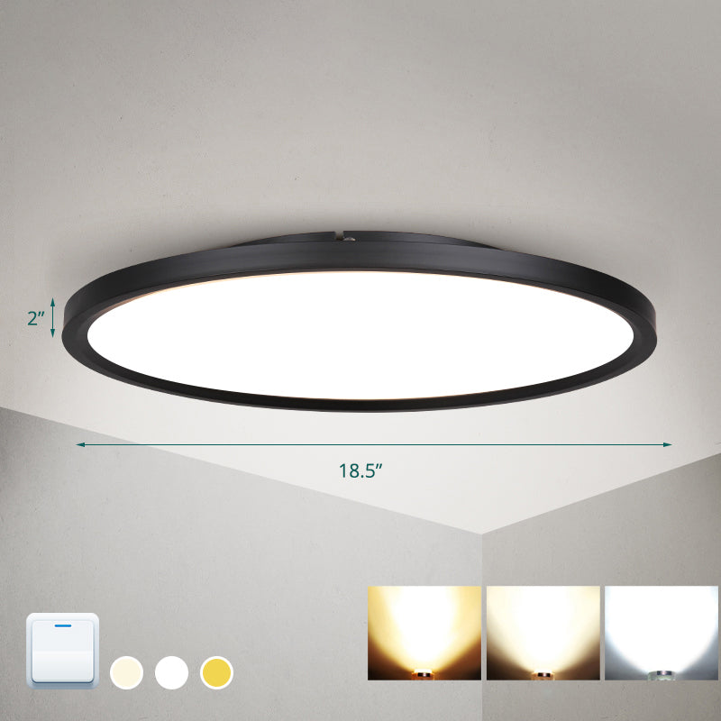 Disk Led Flush Mount Ceiling Light Nordic Acrylic Living Room Flush Mount Fixture Black 18.5