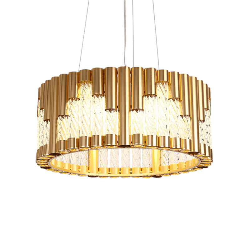 Tubular Metallic Pendant Lighting Traditional LED Gold Living Room Hanging Chandelier Clearhalo 'Ceiling Lights' 'Chandeliers' 'Modern Chandeliers' 'Modern' Lighting' 225588