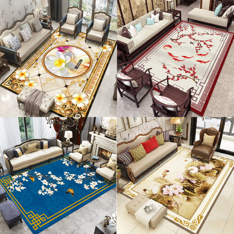 Multi Color Chinoiserie Rug Synthetics Printing Rug Stain Resistant Anti-Slip Washable Rug for Living Room Clearhalo 'Area Rug' 'Rug' 2256593