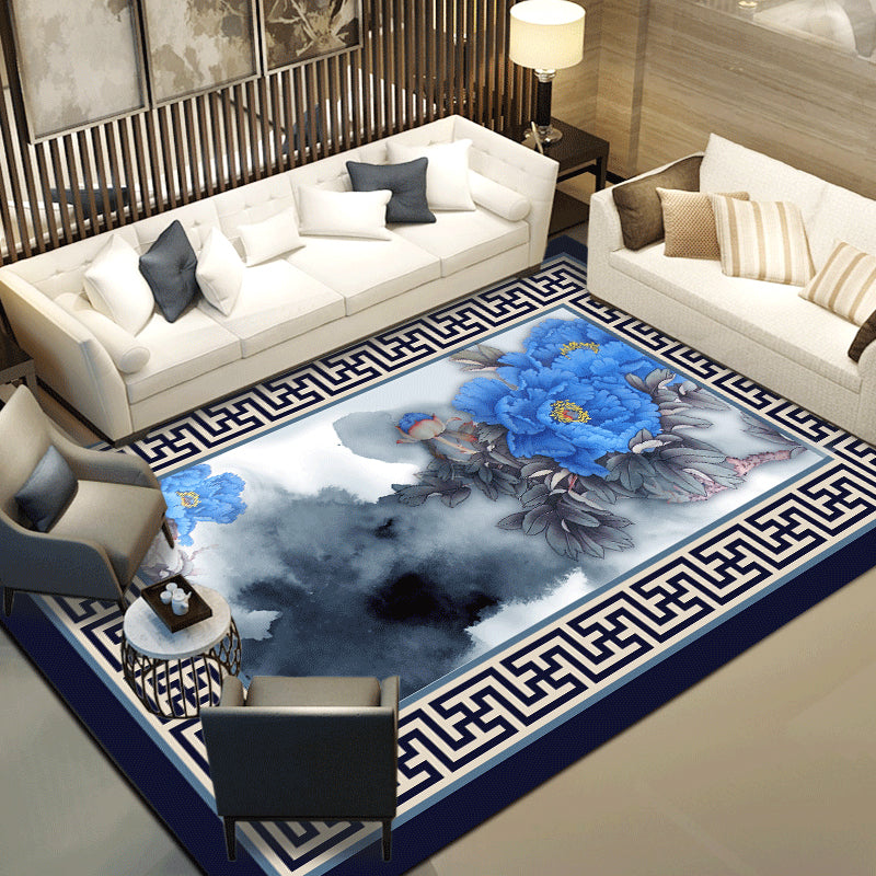 Multi Color Chinoiserie Rug Synthetics Printing Rug Stain Resistant Anti-Slip Washable Rug for Living Room Clearhalo 'Area Rug' 'Rug' 2256597