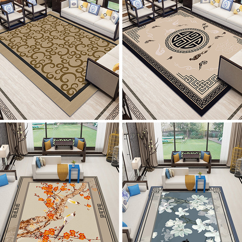 Classic Zen Print Rug Multi-Colored Chinese Carpet Polypropylene Non-Slip Backing Pet-Friendly Stain Resistant Rug for Home Clearhalo 'Area Rug' 'Rug' 2256632