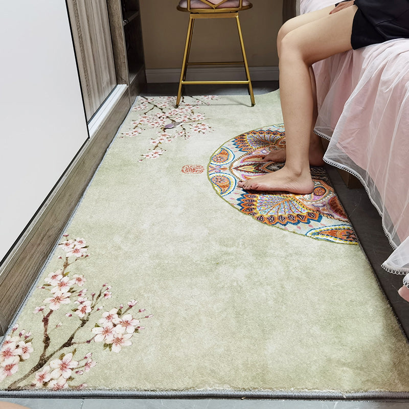 Chinoiserie Flower Printed Rug Multi-Color Polyester Rug Non-Slip Stain Resistant Washable Runner Rug for Bedroom Clearhalo 'Area Rug' 'Rug' 2256647