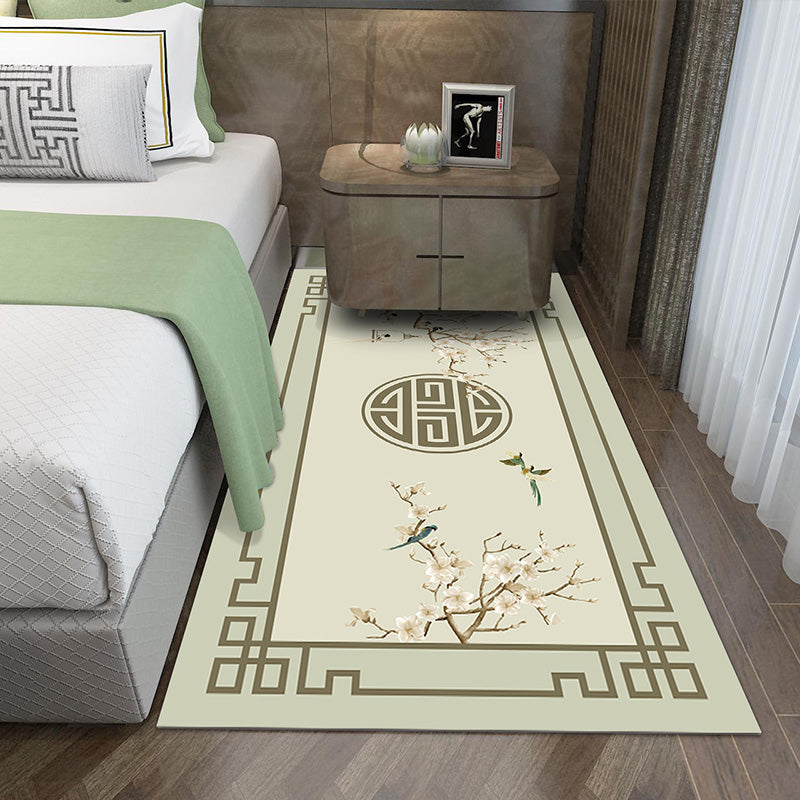 Chinoiserie Flower Printed Rug Multi-Color Polyester Rug Non-Slip Stain Resistant Washable Runner Rug for Bedroom Clearhalo 'Area Rug' 'Rug' 2256654